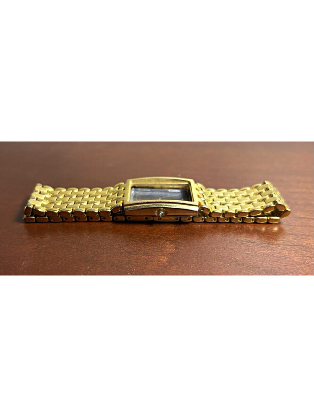 Vintage Bulova Quartz Watch 2003 A3 Gold Tone Rectangle Case Link Bracelet